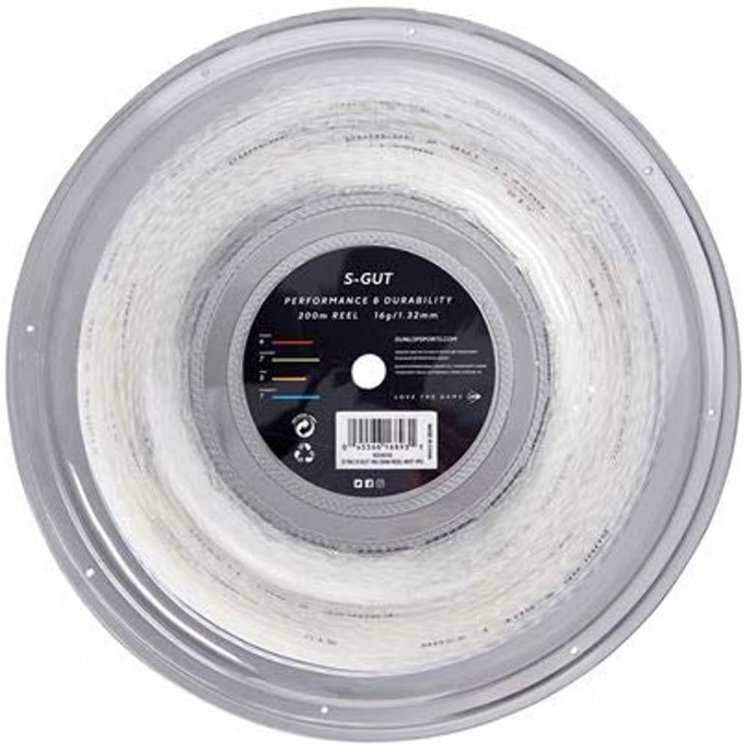 Теннисные струны DUNLOP TAC S-GUT 16G 200M REEL WHT моноволокно 624835