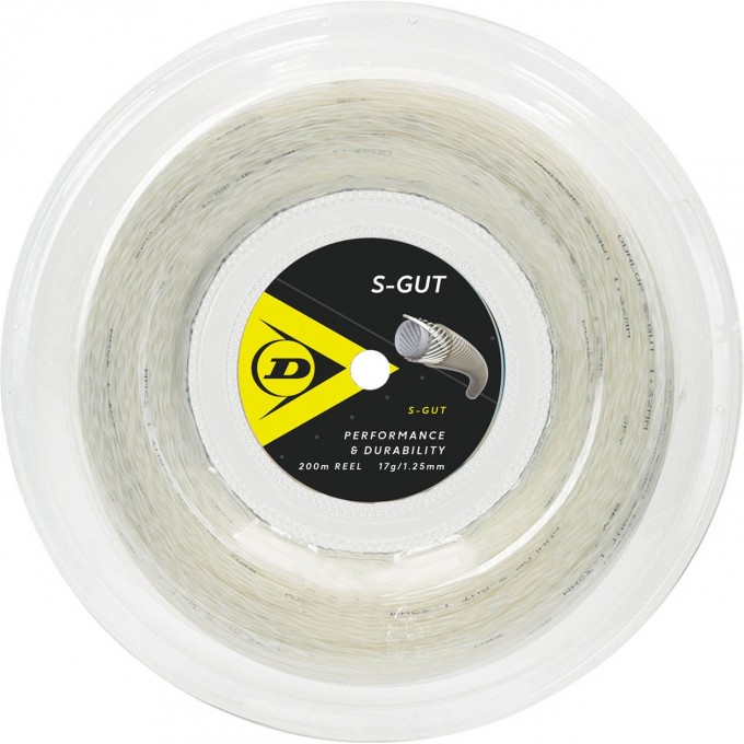 Теннисные струны DUNLOP TAC S-GUT 17G 200M REEL WHT моноволокно 624836